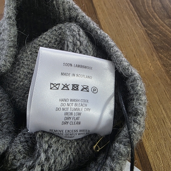 Molly Goddard Mallory Lambswool Lace Hole Beanie Hat Grey Winter Cap NWT main image 5